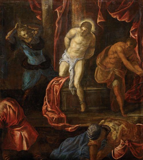Tintoretto, Die Geißelung Christi, um 1585–1590, Öl auf Leinwand, 118 x 105 cm (Kunsthistorisches Museum, Wien)