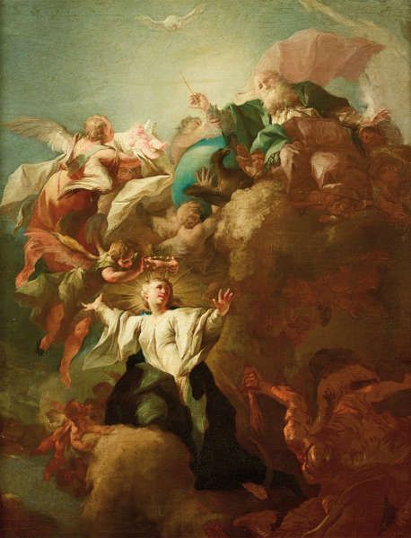 Paul Troger, Allegorie auf die Unbefleckte Empfängnis Mariens, nach 1733, Öl/Lw, 109 x 85 cm (Belvedere, Inv.-Nr. 3154)