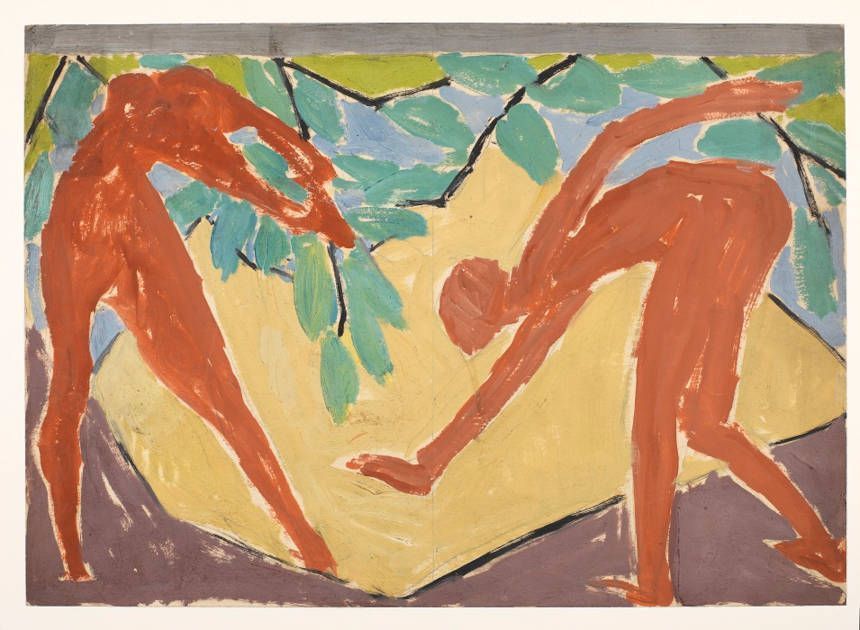 Vanessa Bell, Entwurf für einen Paravent – Adam und Eva, 1913–1914 (The Courtauld Gallery, London (Samuel Courtauld Trust) © Estate of Vanessa Bell. Alle Rechte vorbehalten, DACS 2021. © The Courtauld)
