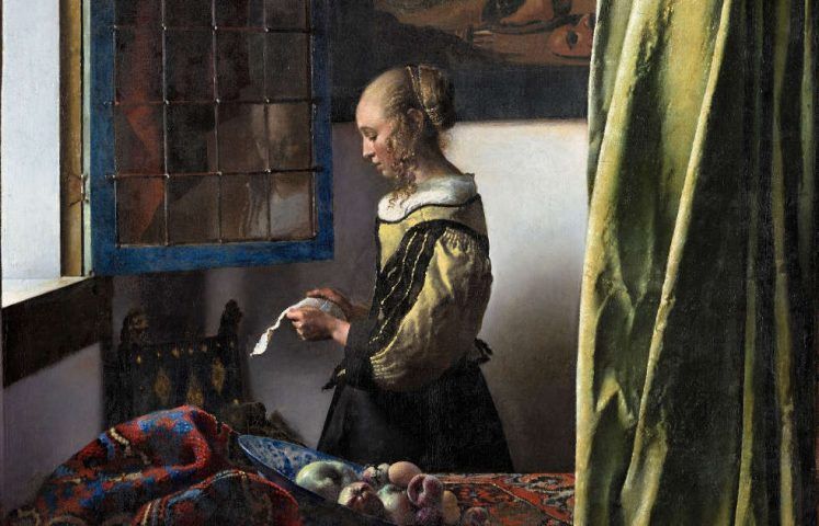 Jan Vermeer, Die Briefleserin (am offenen Fenster), Detail, um 1657/59, Öl/Lw, 83 x 64,5 cm (Dresden, Gemäldegalerie Alte Meister – Staatliche Kunstsammlungen)
