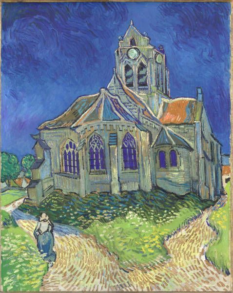Vincent van Gogh, L'église d'Auvers-sur-Oise, vue du chevet [Die Kirche in Auvers], 1890, Öl-Lw, 93 x 74,5 cm (Acquis avec le concours de Paul Gachet et d'une donation anonyme canadienne, 1951 © Musée d’Orsay, Dist. RMN-Grand Palais / Patrice Schmidt)