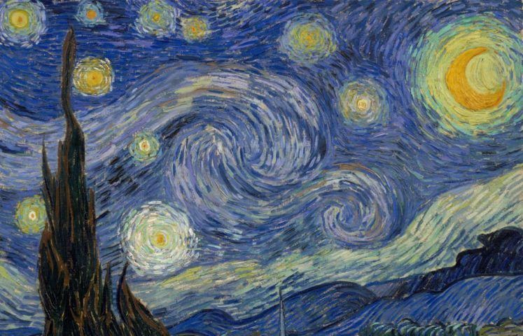 Vincent van Gogh, Die Sternennacht [La Nuit Etoilée], Detail, 18. Juni 1899 (Museum of Modern Art, New York)
