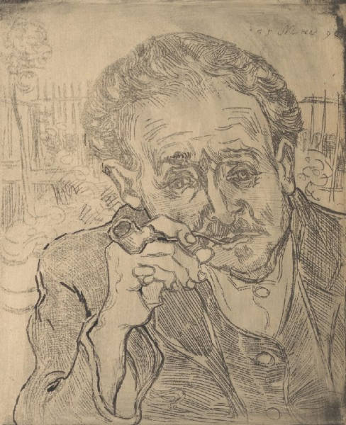 Vincent van Gogh, Dr. Gachet, Auvers-sur-Oise, Juni 1890, Radierung und Feder und Tusche auf Papier, 31 cm x 23,9 cm (Van Gogh Museum, Amsterdam (Vincent van Gogh Foundation)