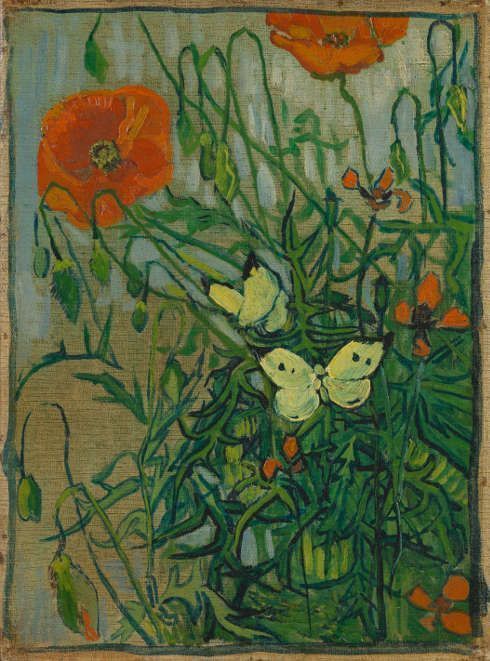 Vincent van Gogh, Schmetterlinge und Mohnblumen, 1889, Öl/Lw, 35 x 25,5 cm (Van Gogh Museum, Amsterdam (Vincent van Gogh Foundation)