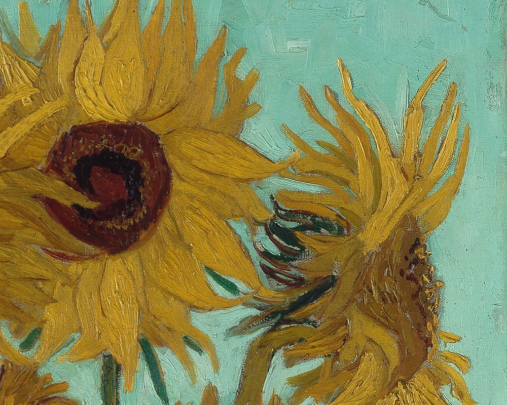 Vincent van Gogh, Sonnenblumen, Detail, 1888, Öl/Lw, 92 x 73 cm (Neue Pinakothek, München, 1912 als anonyme Schenkung im Rahmen der Tschudi-Spende erworben, Inv. Nr. 8672)