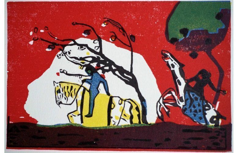 Wassily Kandinsky, Zwei Reiter vor Rot, 1911
