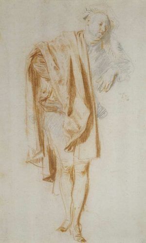 Antoine Watteau, Studie einer stehenden männlichen Figur. Bildnis des Nicolas Vleughels, um 1718/19, Graphitstift und rote Kreide auf Papier, 29,4 x 18,4 cm (Städel Museum, Frankfurt am Main Foto: Städel Museum - U. Edelmann – ARTOTHEK)