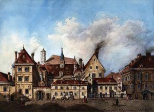 Wien, Altes Landhaus in der Herrengasse, ein wichtiges Zentrum der Protestanten (historische Darstellung aus dem 19. Jahrhundert) © Wien Museum
