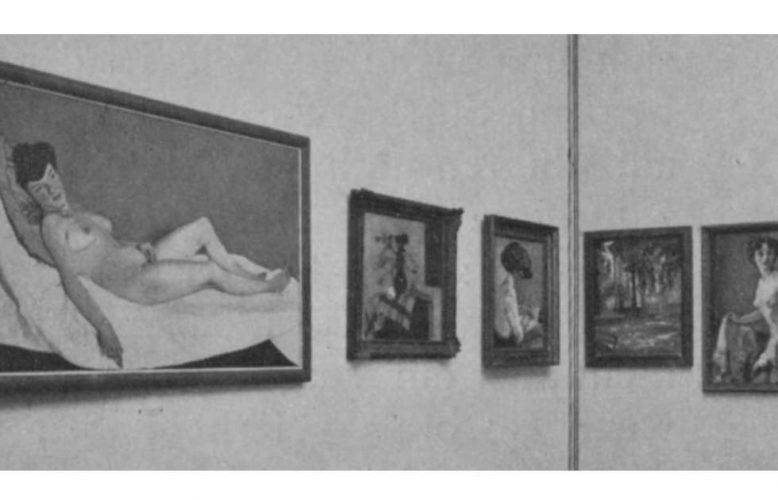 Wien, Internationale Kunstschau 1909, Einblick mit Liegender Akt