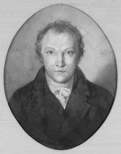 William Blake, Selbstporträt, 1802, Bleistift mit schwarzen, weißen und grauen Lavierungen, 24,3 x 20,1 cm (Collection Robert N. Essick)