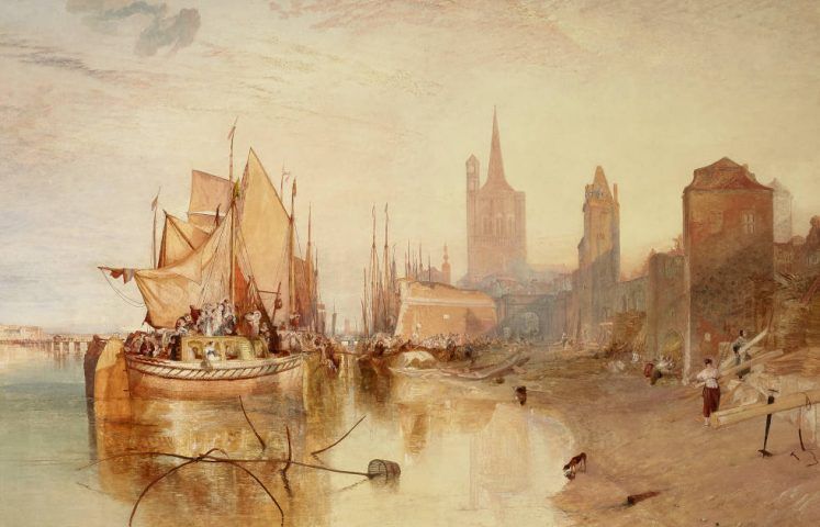 William Turner, Cologne, the Arrival of a Packet-Boat: Evening [Köln, die Ankunft des Paketbootes: Abend], Detail, 1826, Öl/Lw, 168.6 x 224.2 cm (The Frick Collection, New York)