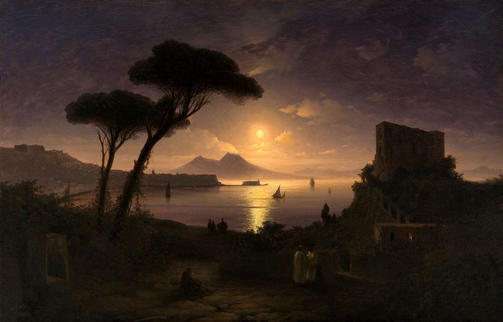Iwan Konstantinowitsch Aiwasowski, Golf von Neapel in einer Mondnacht, 1842, Öl auf Leinwand, 91 x 142 cm, Aiwasowski-Galerie, Feodossija.