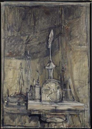 Alberto Giacometti, LʼAtelier [Das Atelier], 1950, Öl auf Leinwand, 65,4 x 46,4 cm (Privatsammlung Schweiz © Succession Alberto Giacometti / 2016 ProLitteris, Zürich)