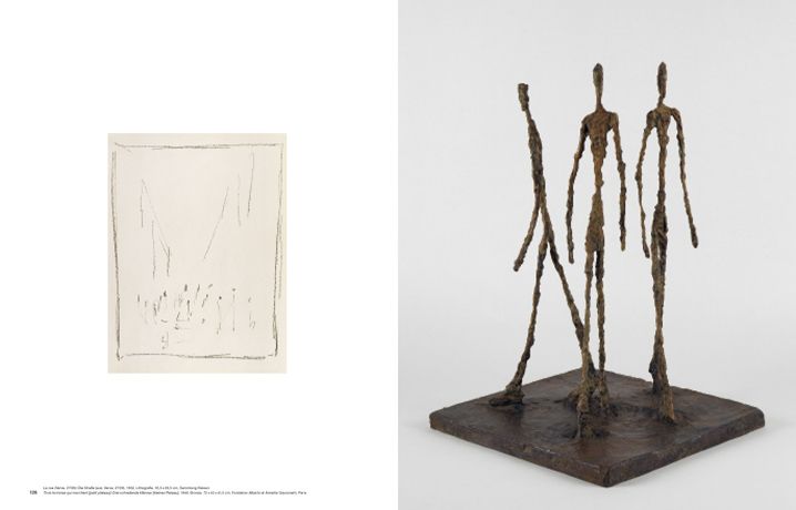Alberto Giacometti, Der Ursprung des Raumes (Hatje Cantz), S. 126-127 (Die Straße, 1952 und Drei schreitende Männer (kleines Platteau), 1948).