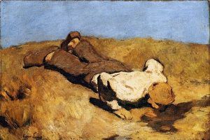 Albin Egger-Lienz, Die Quelle, erste Fassung, 1923, 84,5 x 125 cm © Leopold Museum, Wien.