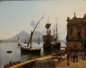 Rudolf von Alt, Der Hafen von Neapel mit Vesuv, 1836, Öl auf Leinwand, 53 × 66,5 cm, Bez. u. M.: Rudolph Alt / 1836 (Belvedere, Wien, Inv.-Nr. 4382)