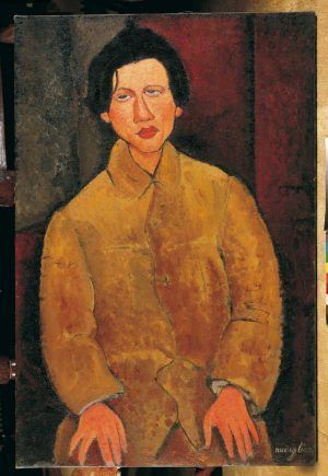 Amedeo Modigliani, Porträt von Chaim Soutine, 1916, Öl auf Leinwand, 100 x 65 cm, Signiert unten rechts (Pinacothèque de Paris)