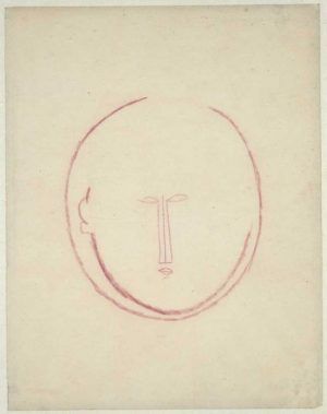 Amedeo Modigliani, Frontaler runder Kopf, um 1914/15