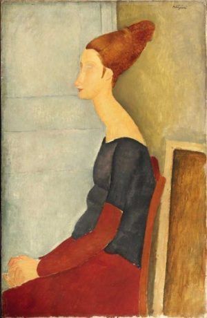Amedeo Modigliani, Porträt von Jeanne Hébuterne (Jeanne Hébuterne au henné), 1918, Öl auf Leinwand, 100 x 65 cm, Signiert oben rechts (Pinacothèque de Paris)