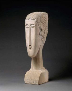 Amedeo Modigliani, Kopf einer Frau (gedreht), 1912, Kalkstein, 68.6 x 23.5 x 24.8 cm (The MET, New York)