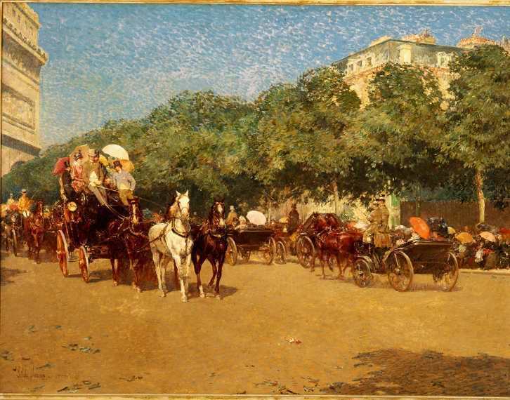 Childe Hassam, Am Tag des Grand Prix, 1887, Öl auf Leinwand, 91,4 x 121,9 cm (New Britain Museum of American Art, Connecticut, Grace Judd Landers Fund, 1943.14).