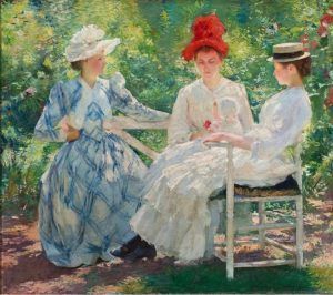 Edmund C. Tarbell, Drei Schwestern – eine Studie im Juni Sonnenlicht, 1890, Öl auf Leinwand, 89,2 x 101,9 cm (Milwaukee Art Museum, Milwaukee, Wisconsin, Schenkung von Mrs. Montgomery Sears, Foto John R. Glembin).