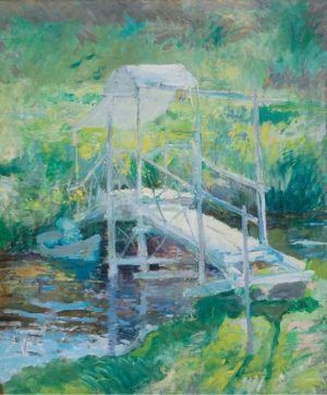 John Henry Twachtman, Die weiße Brücke, Ende 1890er, Öl auf Leinwand, 76,8 x 63,8 cm (Memorial Art Gallery of the University of Rochester, New York, Gift og Emily Sibley Watson 16.9).