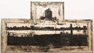 Anselm Kiefer, Der Rhein, 1982, Holzschnitt, Öl und Emulsion auf Papier, Collage auf Leinwand, 242 x 432 cm (Privatsammlung), Foto: Alexandra Matzner.
