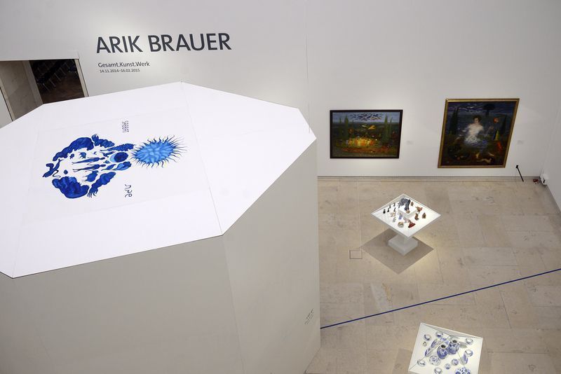 Arik Brauer. Gesamt-Kunst.Werk, Installationsansicht Leopold Museum 2014, Foto:Apa.