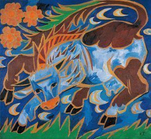 Natalia Gontscharowa, Die blaue Kuh, 1911, Öl auf Leinwand, Wien, Albertina, Sammlung Batliner.