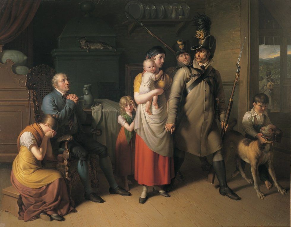 Johann Peter Krafft, Der Abschied des Landwehrmannes, 1813, Öl auf Leinwand 281 x 351 cm © Belvedere, Wien.