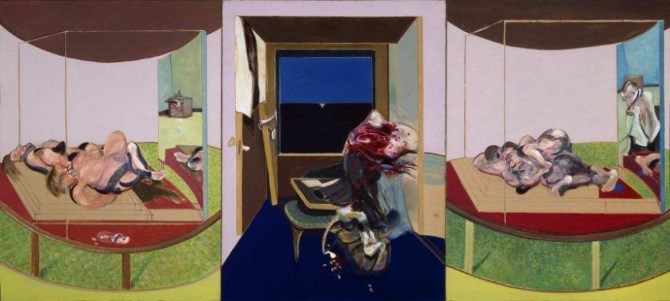 Francis Bacon, Triptychon inspiriert von T.S Elliot's Gedicht Sweeney Agonistes, 1967, Öl auf Leinwand (Hirshhorn Museum and Sculpture Garden, Smithsonian Institution, Washington DC, gift of the Joseph H. Hirshhorn Foundation, 1972).