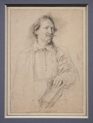 Antonis van Dyck, Der Maler Artus Wolfordt, um 1627-35, Kreide und Pinsel, Installationsansicht in der Albertina, Foto: Alexandra Matzner.