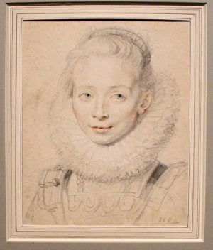 Peter Paul Rubens, sog Ehrendame der Infantin Isabella (Clara Serena?), um 1623, Kreide, Installationsansicht in der Albertina, Foto: Alexandra Matzner.