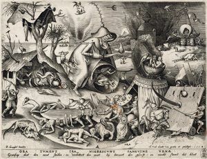 Pieter van der Heyden (1530–1572) nach Pieter Bruegel d. Ä. (1525–1569), Ira – Der Zorn, aus der Serie: Die sieben Todsünden, 1558 (Kupferstich-Kabinett, Staatliche Kunstsammlungen Dresden)
