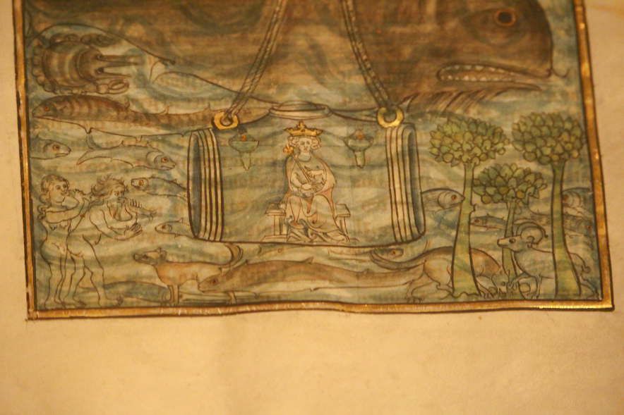 Histoire du bon roi Alexandre, Nordfrankreich, um 1290–1300, 37,5 x 26,5 cm, Fol. 67r, Detail (Kupferstichkabinett, Berlin), Foto: Alexandra Matzner.