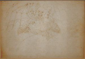 Sandro Botticelli, Illustrationen zu Dante Alighieris Divina Commedia, um 1480 - um 1500, Inferno XXXIV,1 (Luzifer) (Kupferstichkabinett, Berlin), Foto: Alexandra Matzner.