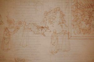 Sandro Botticelli, Illustrationen zu Dante Alighieris Divina Commedia, um 1480 - um 1500, Purgatorio X: David vor der Bundeslade (Marmorreliefs, Bestrafung der Stolzen) (Kupferstichkabinett, Berlin), Foto: Alexandra Matzner.