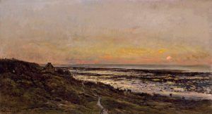 Charles-François Daubigny, Der Strand bei Villerville zu Sonnenuntergang, 1873, Öl auf Leinwand, 76.8 × 141 cm (Chrysler Museum of Art, Norfolk, Virginia, gift of Walter P. Chrysler, Jr.)