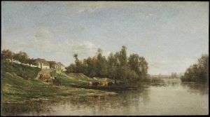 Charles-François Daubigny, Flussszene, 1859, Öl auf Holz, 36.2 x 65.4 cm (Brooklyn Museum, Bequest of William H. Herriman, 21.134)