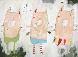 Christina Gschwantner, Beflügelte Schweine (2009), Acryl auf Leinwand; Foto: Christina Gschwantner