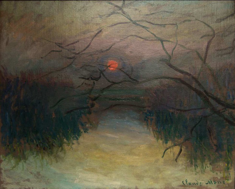 Claude Monet, Sonnenuntergang, 1880, Öl auf Leinwand (Privatsammlung, C/O Galerie de la B éraudieré, Genf)