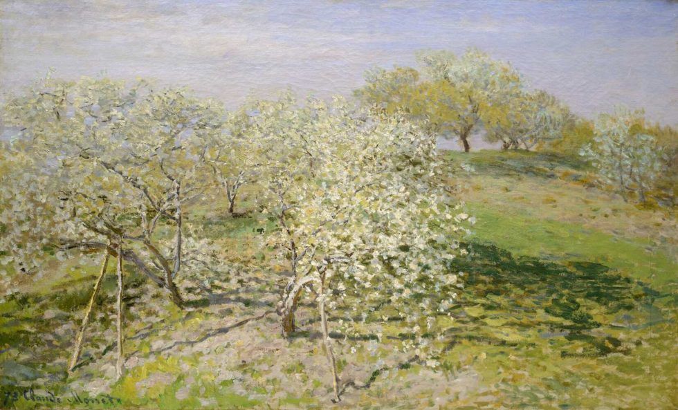 Claude Monet, Frühling (Blühende Obstbäume), 1873, Öl auf Leinwand, 62.2 x 100.6 cm (New York, Metropolitan Museum of Art)