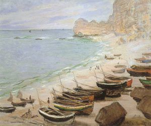 Claude Monet, Boote am Strand von Etretat (Bateaux à Etretat), 1883, Öl auf Leinwand, 65 x 81 cm (Fondation Bemberg, Toulouse, Frankreich)