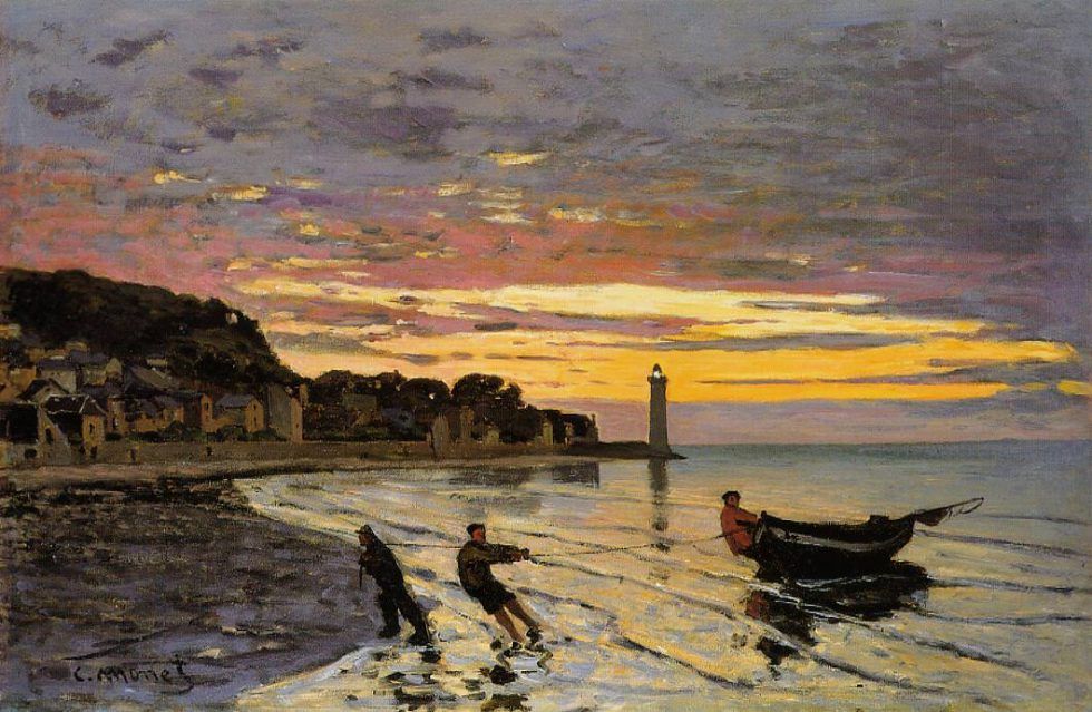Claude Monet, Ein Boot einholen, Honfleur, 1864, Öl auf Leinwand, 55,2 x 82,1 cm (Memorial Art Gallery of the University of Rochester)