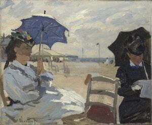 Claude Monet, Strand in Trouville, 1870, Öl/Lw, 38 x 46 cm (The National Gallery, London, Courtauld Fund, 1924)