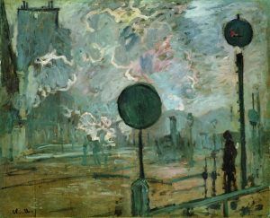 Claude Monet, La gare Saint-Lazare à l’extérieur (le signal), 1877, Öl auf Leinwand, 65 x 81,5 cm, Niedersächsisches Landesmuseum, Hanovre © Niedersächsisches Landesmuseum, Hannover.