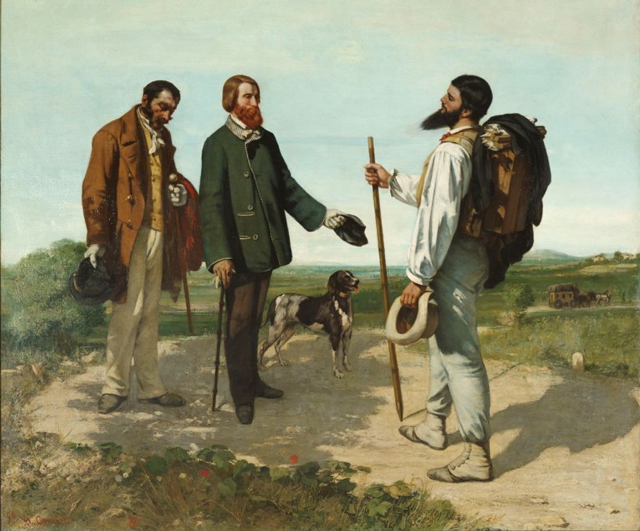 Gustave Courbet, La Rencontre ou Bonjour, Monsieur Courbet (Die Begegnung oder Bonjour, Monsieur Courbet), 1854, Öl auf Leinwand, 132 x 150 cm © Musée Fabre de Montpellier Agglomération, Fotografie: bpk / RMN.