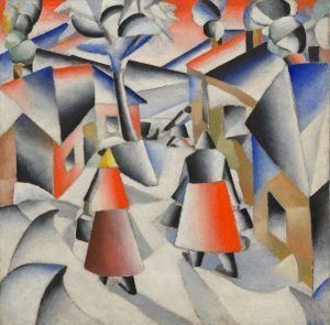 Kasimir Malewitsch, Morgen im Dorf nach einem Schneesturm, 1912, Öl auf Leinwand, 80 x 80 cm (Solomon R. Guggenheim Museum, New York)