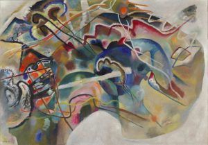 Wassily Kandinsky, Bild mit weißem Rand, Mai 1913, Öl auf Leinwand, 140.3 x 200.3 cm (Solomon R. Guggenheim Museum, New York, Solomon R. Guggenheim Founding Collection, By gift)
